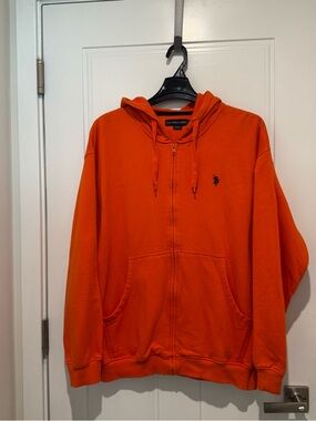 U.S. Polo Assn. Men's Everyday Full Zip Fleece Hoodie, Orange, Size XXL